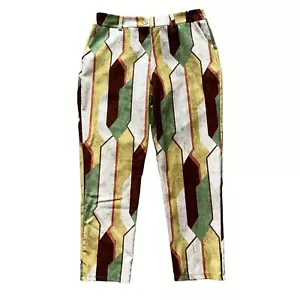 Pantalones al tobillo Venti6 geométricos con estampado de mármol multicolor talla grande L hechos en Italia - Imagen 1 de 6
