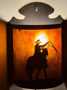 Matched Pair (2) Cowboy & Indian Indoor Wall Mica Wall Sconces Pre-Owned - Picture 1 of 11