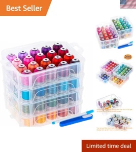 80 Spools 500m Each Embroidery Machine Thread with Clear Plastic Storage Box ... - Picture 1 of 8