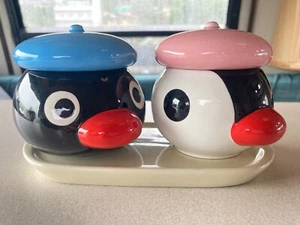 Pingu Pinga Mini Pot 2 Set Mister Donut Novelty Limited Japan 2003 Ceramic Japan - Picture 1 of 11