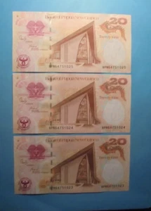 3x PAPUA NEW GUINEA 20 KINA BANKNOTES CONSECUTIVE NUMBERS. - Picture 1 of 3