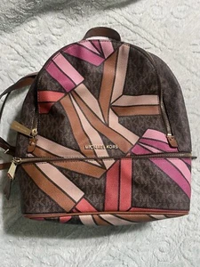 michael kors rhea zip backpack Pink Brown - Picture 1 of 6