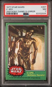 PSA 7 1977 STAR WARS #207 ANTHONY DANIELS ERROR C-3PO GOLDEN ROD CGC AFA NES VGA - Picture 1 of 3