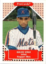 1991 ProCards Tomorrow's Heroes Quilvio Veras #289 Kingsport Mets