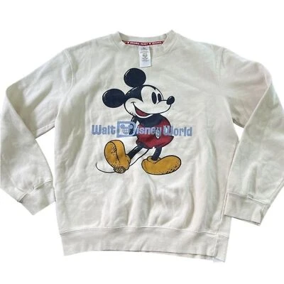 Disney Adult Cream Mickey Mouse Pullover Crew Neck Sweatshirt Size Medium - Imagem 1 de 4