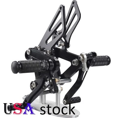 US Black Rearsets Adjustable Foot Pegs For Kawasaki ZX6R ZX9R 99-02 ZZR600 - Image 1 of 4