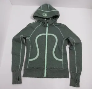 Lululemon Scuba Hoodie Stretch Lined Hood Double Diamond Fresh Teal Size 6  - Picture 1 of 12