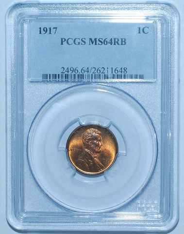 1917 P PCGS MS64RB Red and Brown Lincoln Wheat Cent Cover