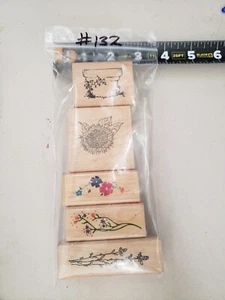 lot of 5 assorted Flower garden  Rubber Stamps #132 - Picture 1 of 5