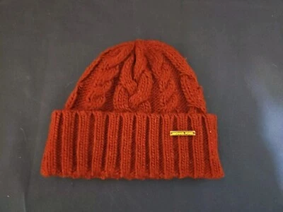 Michael Kors кабель трикотажа манжеты шляпа Beanie MK Pointelle зимняя шапочка красный новый с Ярлыками - Изображение 1 из 4