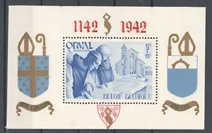 Belgium 1941 restoration of Orval Abbey Red Perf Block IV.I MNH VF - Picture 1 of 1