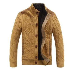 Mens Winter Wool Blend Sweaters Thick Warm Sweater Pullover Button Cardigan - Picture 1 of 12