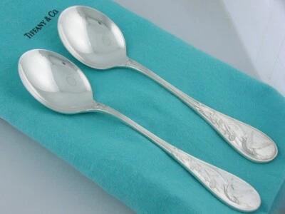 2 cucharas sopera crema TIFFANY & CO AUDUBON de plata esterlina ~ sin mono Foto 1 de 4