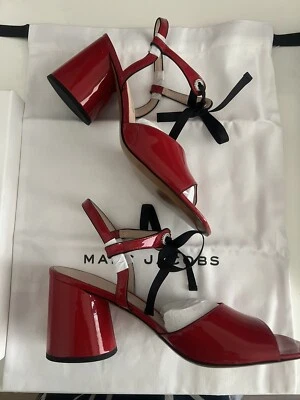 *Rare* Marc Jacobs Sandals block heel Red Patent Leather Women 10 *Worn ONCE* - Image 1 of 4