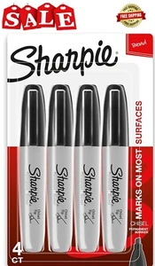 Sharpie Permanent Markers, Chisel Tip, Black, 4 Count (Pack of 1), Black - Picture 1 of 7