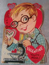 Valentine's Day Card Examine Your Heart Hearts Science  BowTie Glasses Vintage
