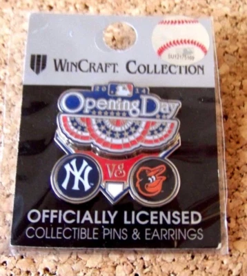 2014 NY New York Yankees vs Baltimore Orioles Opening Day 2 layer pin MLB - Image 1 of 4