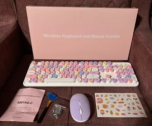 NEOBELLA S801AG-C Colorful Wireless Computer Keyboard And Mouse Combo - Picture 1 of 6