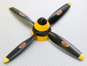 TopRC Hobby Flugzeug 4 Blatt Propeller mit Nose Spinner für P-51 Flugzeug GELB - Bild 1 von 15