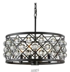 Pennington Crest 4-Light Antique Bronze Pendant with Solid Crystal Spheres - Picture 1 of 2