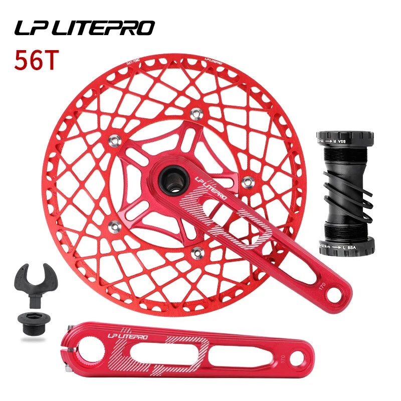 Juego de bielas plegables para bicicleta 170MM manivela 130BCD rueda dentada hueca 53T 56T 58T Foto 1 de 4