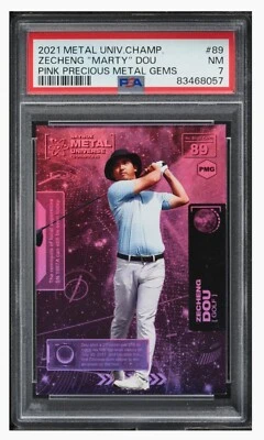 2021 ⛳ Skybox Metal Universe Champions PMG Pink #/75 Zecheng Dou Marty  RC PSA-7 - Image 1 of 3