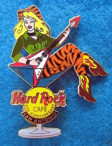 SAN ANTONIO TEXAS TIGER GIRL 7th ANNIVERSARY MARTINI GLASS Hard Rock Cafe PIN - Picture 1 of 1