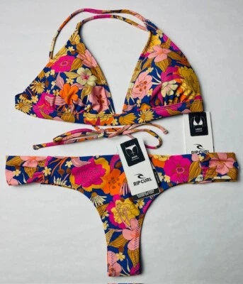 NUEVO CON ETIQUETAS RIP CURL BIKINI parte superior/tanga inferior floral MEZCLA Y COMBINA tallas M L XL $100 Foto 1 de 4