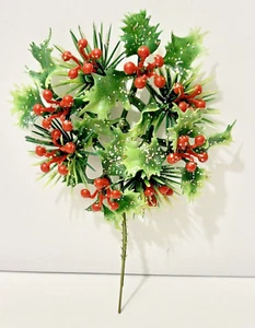 Vintage Plastic Holy Berry Wreath Plant Pick Decoration 4" x 5.25" - Foto 1 di 3