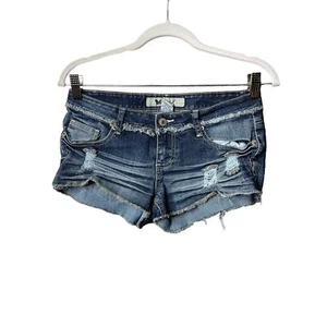 Vintage Wet Seal Women's Denim Shorts Size 5 Distressed Low Rise - Picture 1 of 6