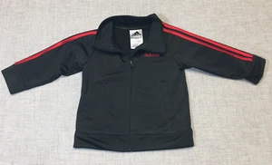 Adidas track jacket Black 3 Red Stripes Infant Sz 12 Months Full Zip Up Sports - Picture 1 of 6
