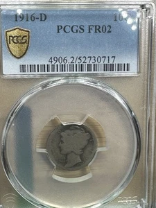 1916-D Mercury Silver Dime PCGS FR 02 - Gold Shield! - Picture 1 of 5