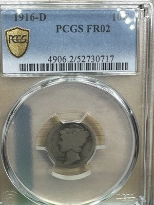 1916-D Mercury Silver Dime PCGS FR 02 - Gold Shield! - Image 1 of 4