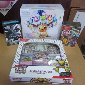 POKEMON PRISMATIC ETB + PALDEAN FATES & BLACK BOLT BUNDLE + 151 ALAKAZAM BOX - Picture 1 of 1
