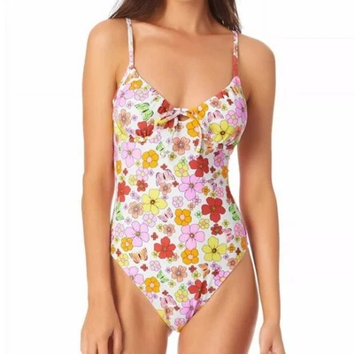 California Waves Women's Floral Print One-Piece Swimsuit Medium NWT - Image 1 of 4