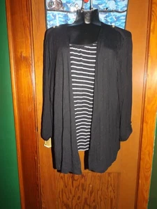 Croft & Barrow B&W Damen Langarm Viskose/Elasthan vorne offen Cardigan Oberteil 2X - Bild 1 von 1