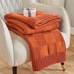 Strickdecke Decke weiches Karomuster 130x150cm Schlafsofa Couch Deko Herbst - Bild 1 von 18