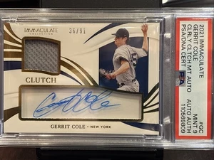 2021 Immaculate Gerrit Cole Clutch Patch Auto /91 #GC PSA 9 MINT  - Picture 1 of 3
