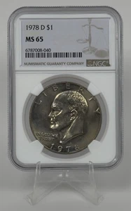 1978-D Ike Dollar Eisenhower Dollar MS65 NGC DDR Doubled FG Doubled Stars BU - Picture 1 of 10
