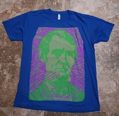 Y2K Vintage Abraham Lincoln Pop Art American Apparel T-Shirt Size XL 22"x30" New - Image 1 of 4