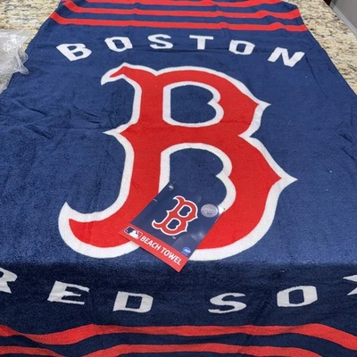 Toalla de playa a rayas de béisbol MLB - 30"x60" - Medias Rojas de Boston Foto 1 de 4