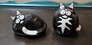 Whimsical Cat Salt & Pepper Set For Cat Lovers Lorie Veasey Our Name Is Mud  - Picture 1 of 5