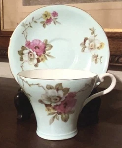 JUEGO DE TAZA Y PLATILLO DE PORCELANA FLORAL AZUL AYNSLEY LT INGLÉS DE COLECCIÓN - Imagen 1 de 15