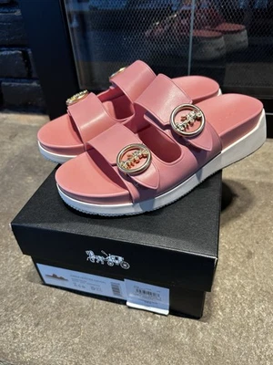 ТРЕНЕР женщин жевательная резинка розовый фронтон G5136 кожи 2 ремень шлепанцы размер 6,5 новый - Изображение 1 из 4