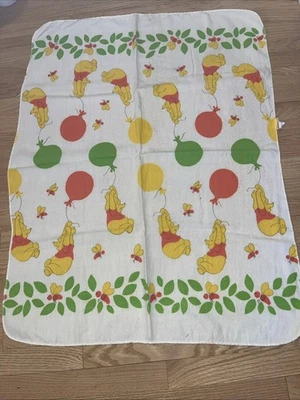 Винтажное хлопковое детское одеяло с воздушными шарами Disney Winnie The Pooh 90-е 28x38 - Изображение 1 из 3