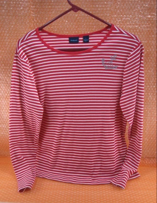 WESTBOUND Red Stripe L/Sleeve Boat Neck  Knit Pullover Womens Top Size L - Image 1 of 4