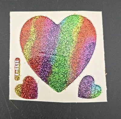 VTG LARGE Sticker Sheet Sandylion Hallmark Sticker Module Rainbow Glitter Hearts - Image 1 of 3