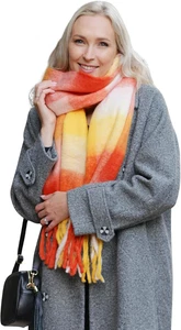 Manta bufandas para mujer invierno cálido tartán a cuadros arco iris - Imagen 1 de 12