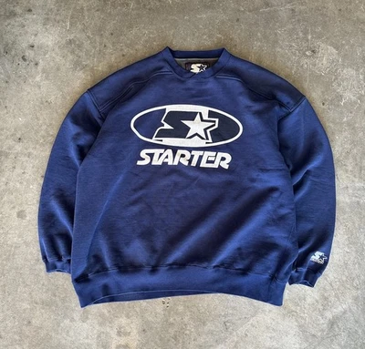 Sudadera Vintage Años 90 Starter Logo Heavy Duty Cuello Redondo Talla XL Azul Marino Foto 1 de 4
