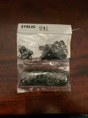 Anillo Cortina IKEA SYRLIG 1" Diamante (10 con Ganchos, Anillos y Clips) Negro 102.172.40 Foto 1 de 4